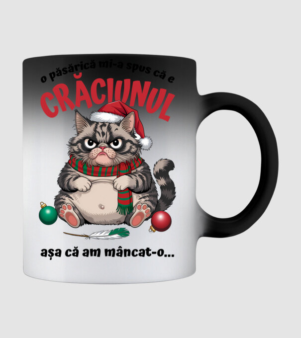 Am mâncat pasărea Crăciun pisică Alb model negru pe tricou