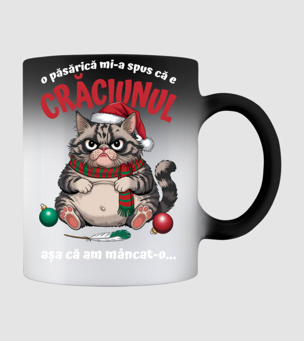 Am mâncat pasărea Crăciun pisică Negru model negru pe tricou