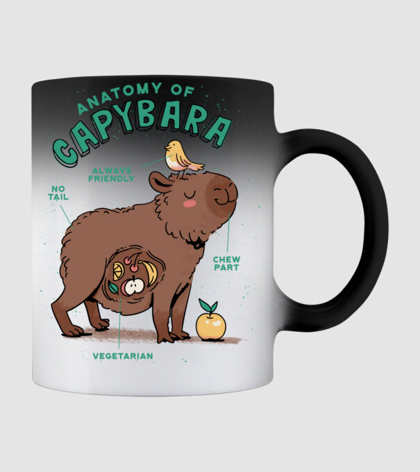 Anatomy of Capybara model negru pe tricou