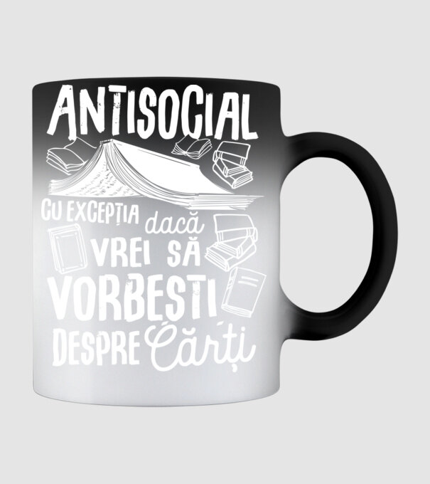Antisocial, cu excepția dacă vrei să vorbești despre cărți model negru pe tricou