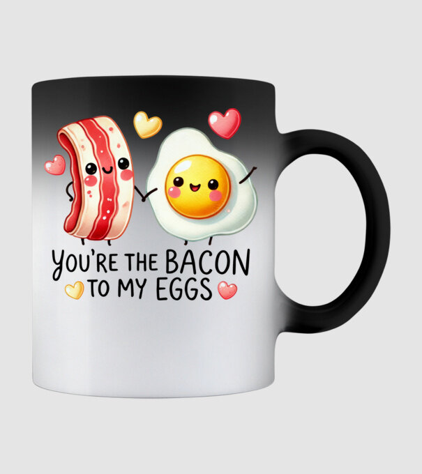 Bacon to my Eggs model negru pe tricou