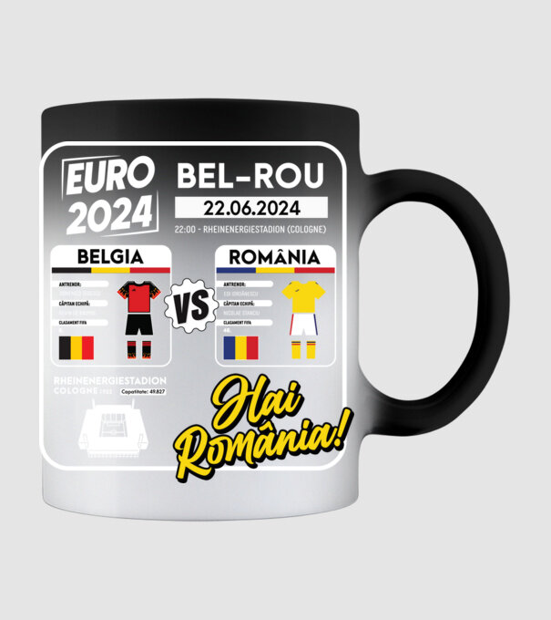 BEL-ROM euro 2024 calendar  model negru pe tricou