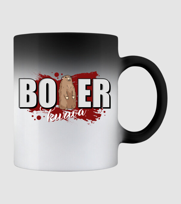 Bober Kurwa model negru pe tricou