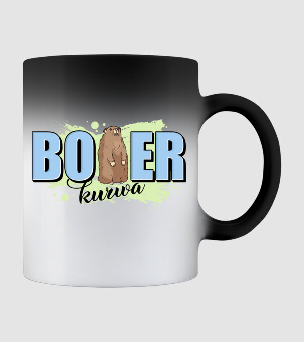 Bober Kurwa model negru pe tricou