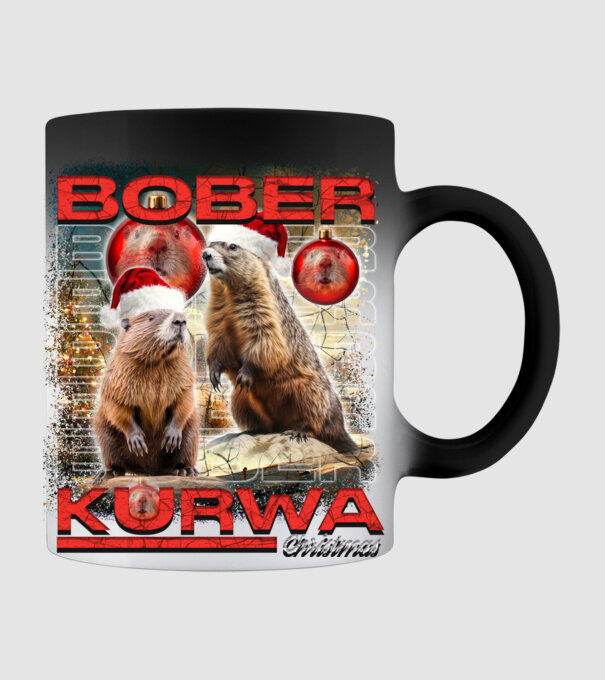 Bober kurwa christmas universe model negru pe tricou
