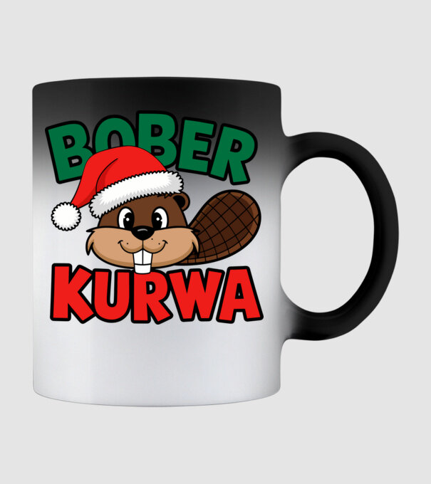 Bober kurwa xmas model negru pe tricou