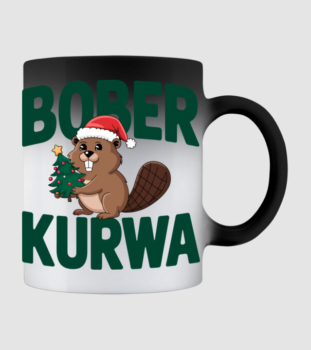 Bober kurwa xmas model negru pe tricou