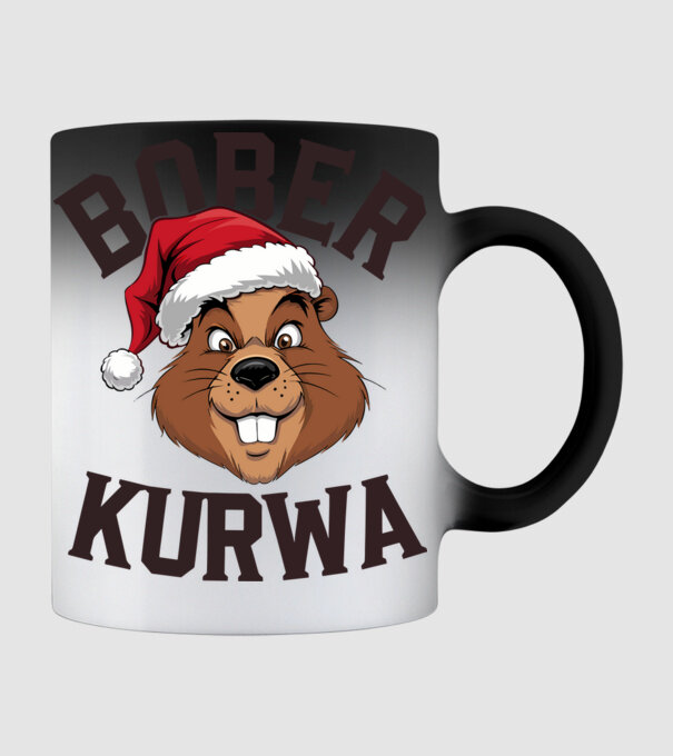 Bober kurwa xmas model negru pe tricou