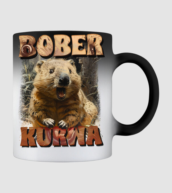 BOBER wombat model negru pe tricou