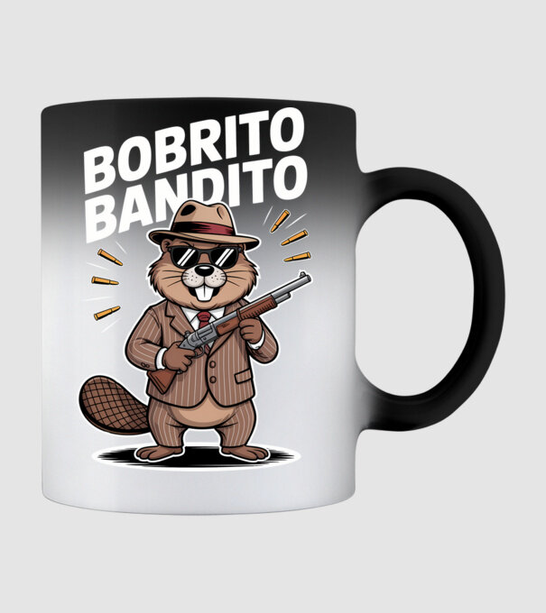 Bobrito Bandito model negru pe tricou