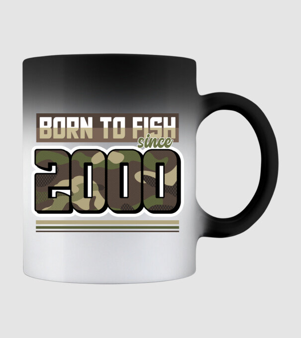 Born to fish since 2000 model negru pe tricou