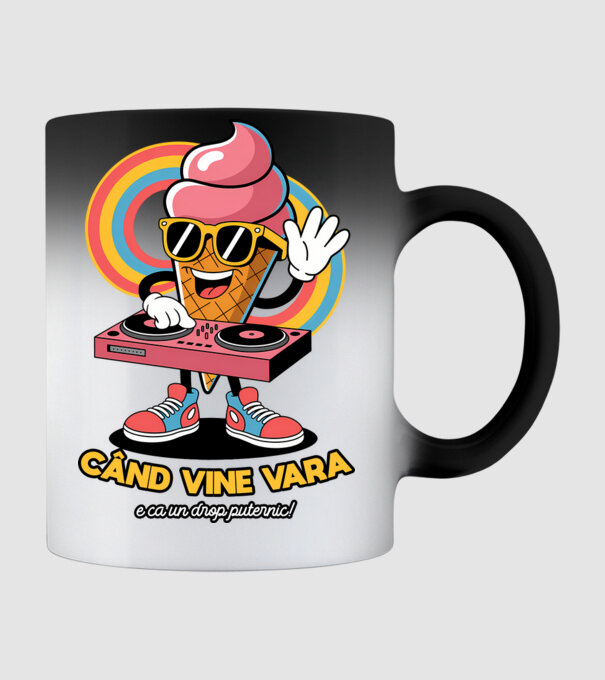 Când vine vara, e ca un drop puternic! model negru pe tricou