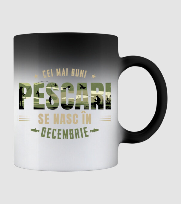 Cei mai buni pescari se nasc în decembrie model negru pe tricou