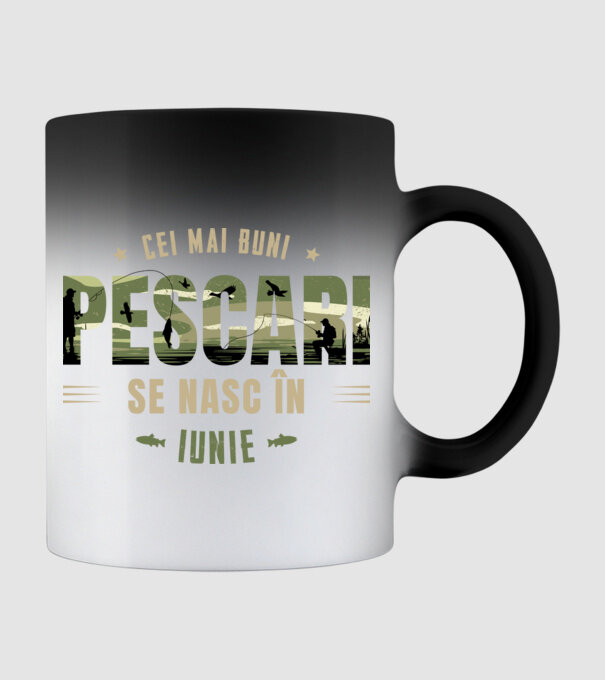 Cei mai buni pescari se nasc în iunie model negru pe tricou