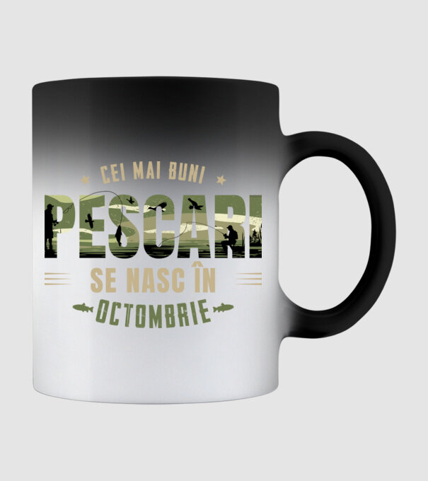 Cei mai buni pescari se nasc în octombrie model negru pe tricou