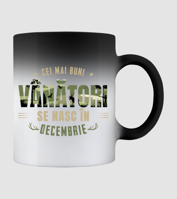 Cei mai buni vânători se nasc în decembrie model negru pe tricou