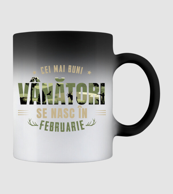 Cei mai buni vânători se nasc în februarie model negru pe tricou