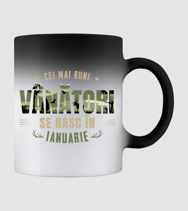 Cei mai buni vânători se nasc în ianuarie model negru pe tricou