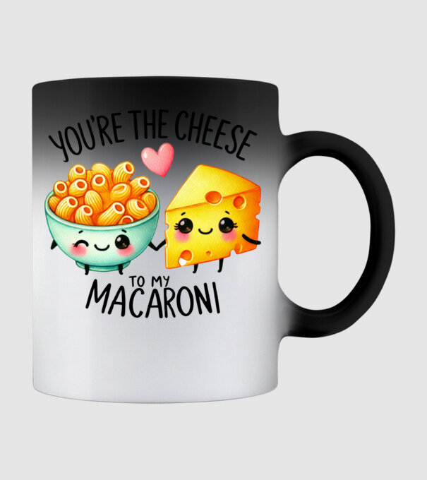 Cheese to my Macaroni model negru pe tricou