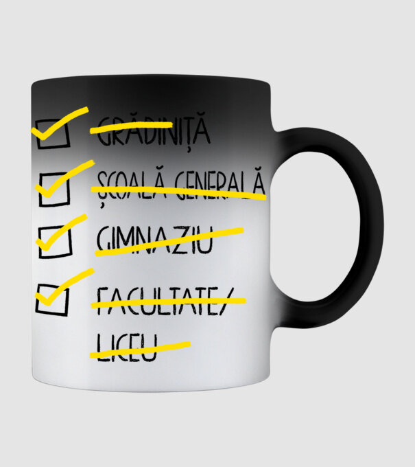 Cheklist educație - Facultate alb model negru pe tricou