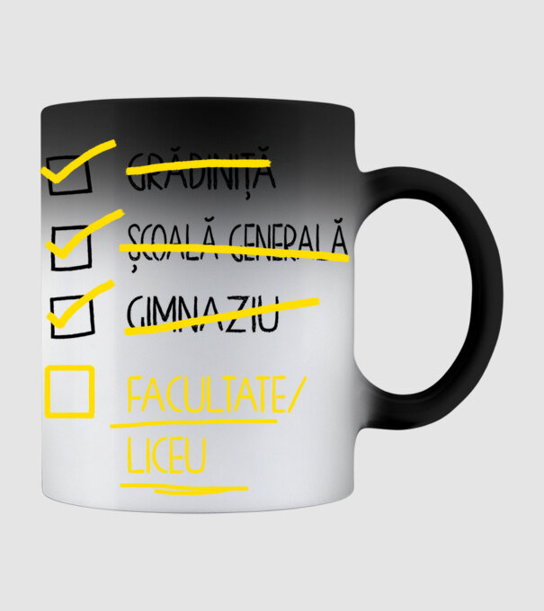 Cheklist educație - Gimnaziu alb model negru pe tricou