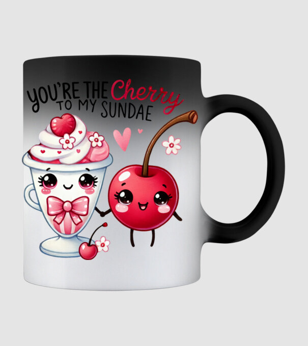 Cherry to my Sunday model negru pe tricou
