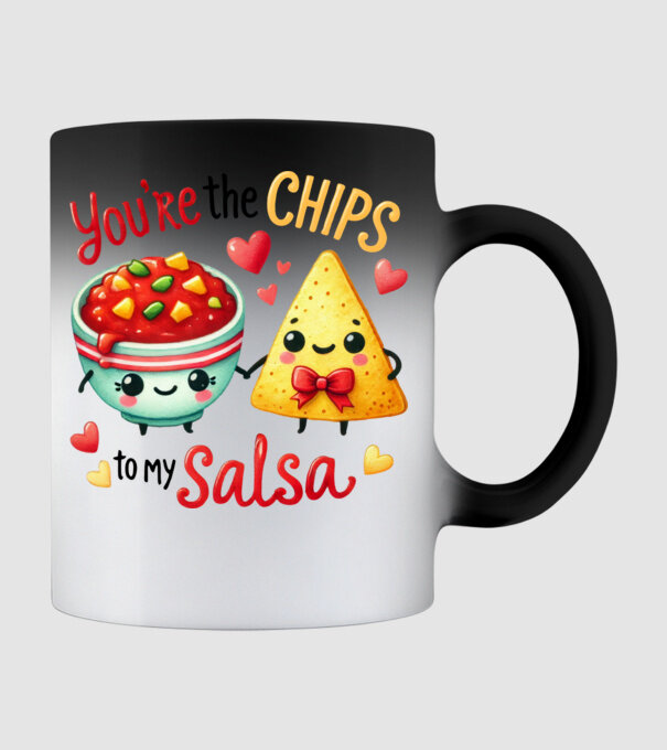 Chips to my Salsa model negru pe tricou