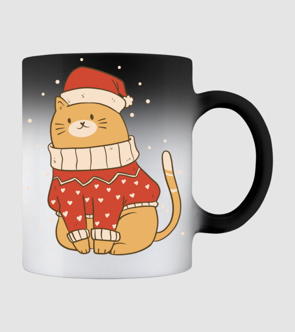 Christmas cat model negru pe tricou