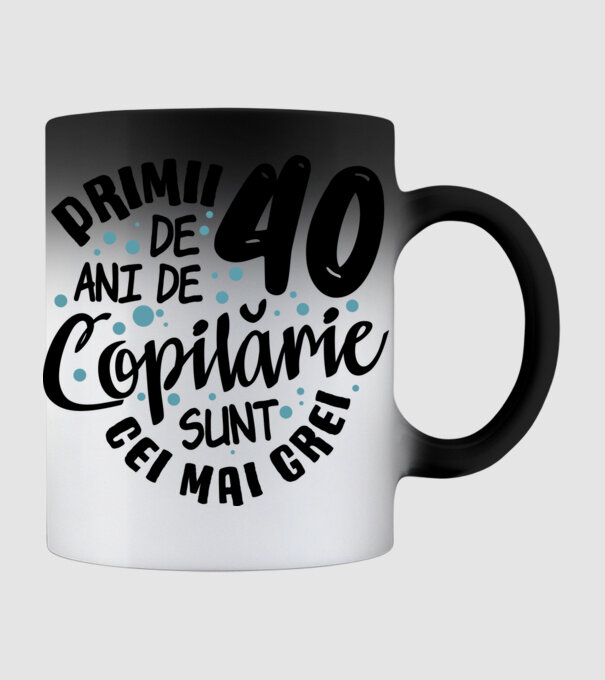Copilărie 40 de ani model negru pe tricou