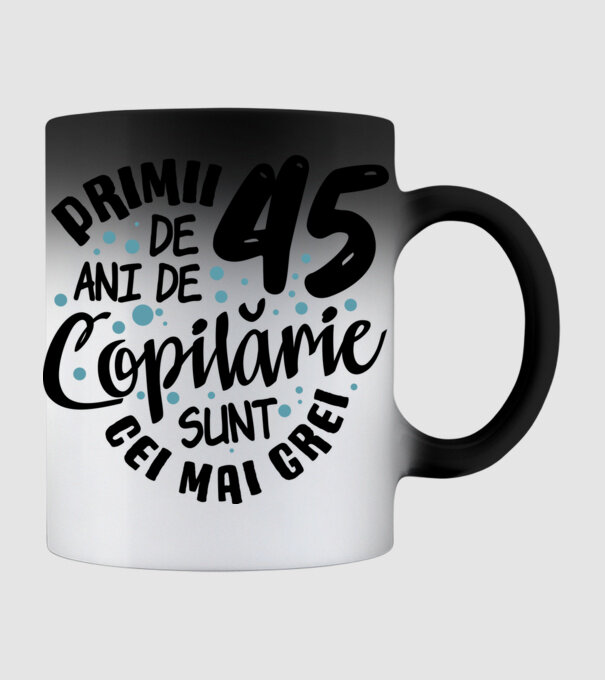 Copilărie 45 de ani model negru pe tricou