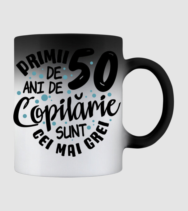 Copilărie 50 de ani model negru pe tricou
