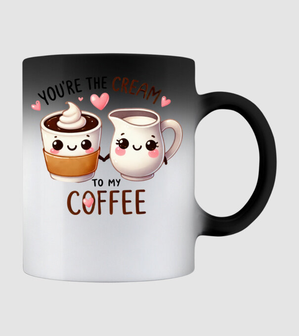 Cream to my Coffee model negru pe tricou