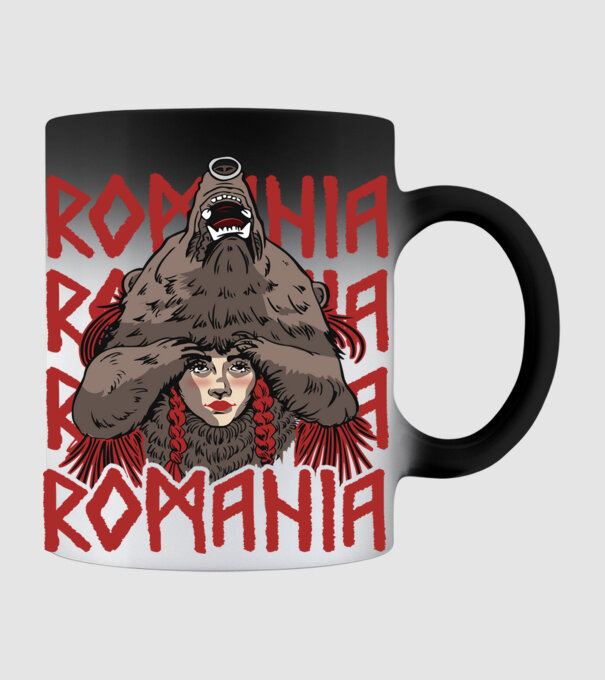 Dansul Ursului romania model negru pe tricou