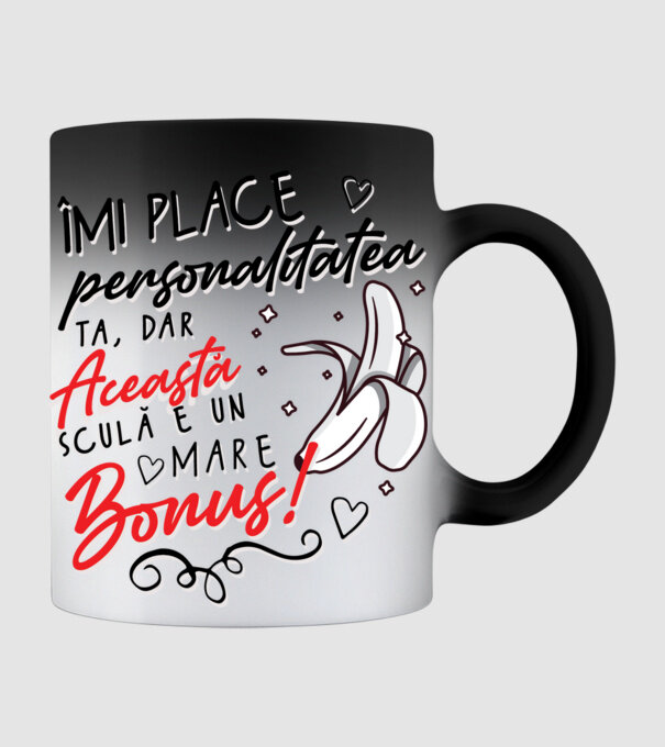Dar această sculă e un mare bonus! model negru pe tricou