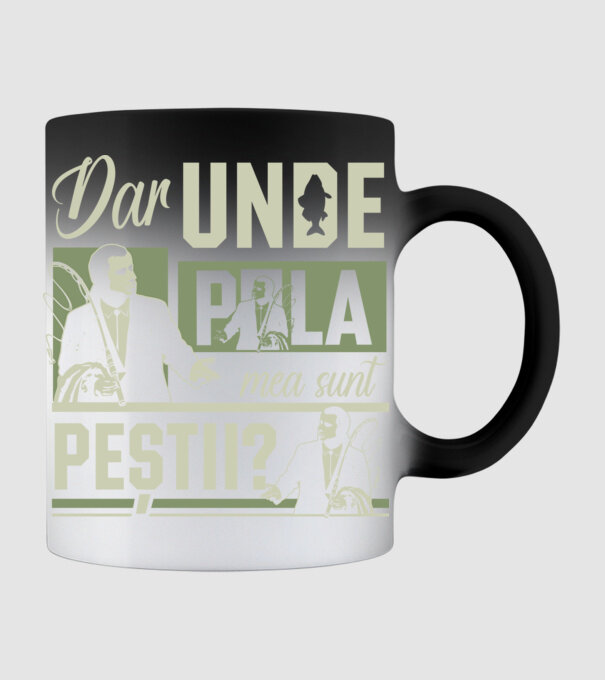 Dar unde p la mea sunt peștii model negru pe tricou