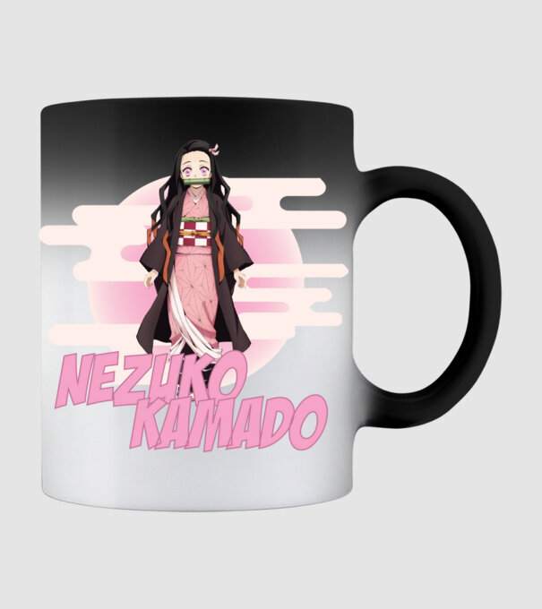 Demon Slayer Nezuko model negru pe tricou