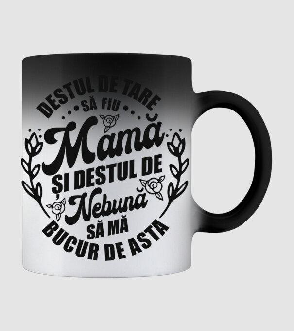 Destul de tare să fiu mamă și destul de nebună să mă bucur de asta model negru pe tricou