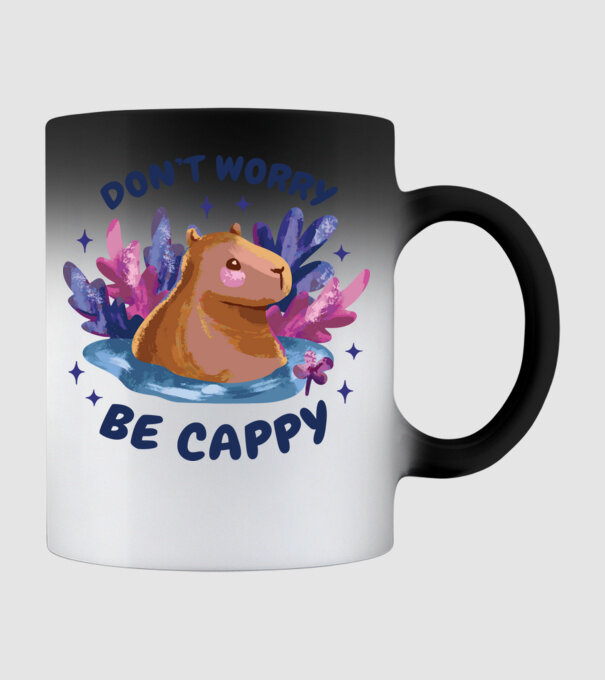 Don't worry be Cappy - capibară model negru pe tricou