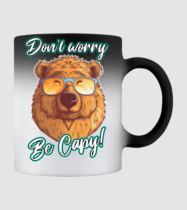 Don't worry be Capy model negru pe tricou