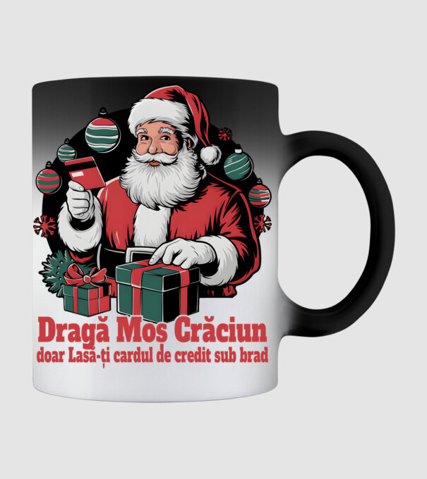 Dragă Mos Crăcium doar Lasă-ți cardul de credit sub brad model negru pe tricou