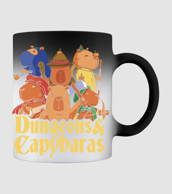 Dungeons and Capybaras model negru pe tricou