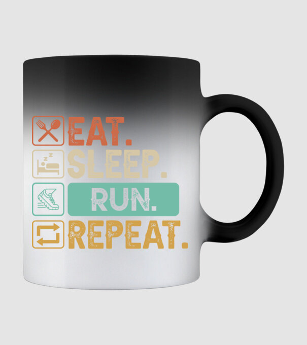 Eat Sleep Run Repeat model negru pe tricou
