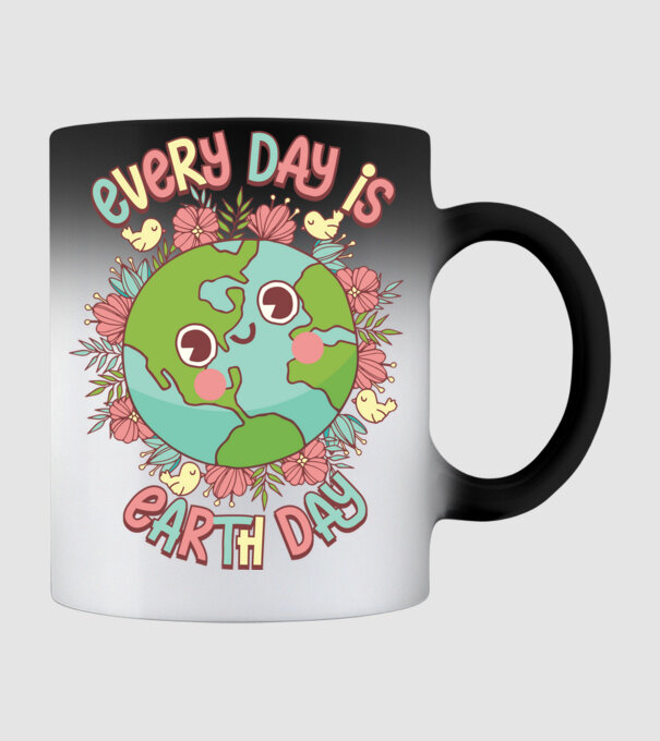 Every day is earth day cute model negru pe tricou