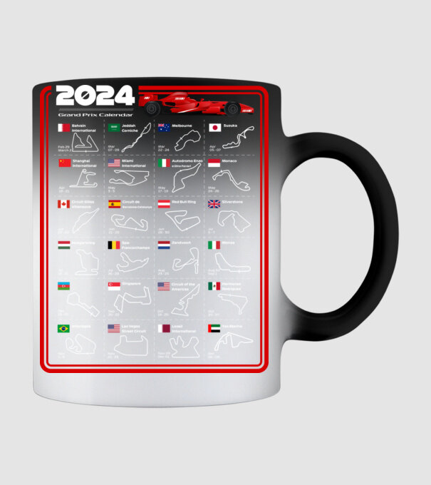 F1 calendar 2024 model negru pe tricou