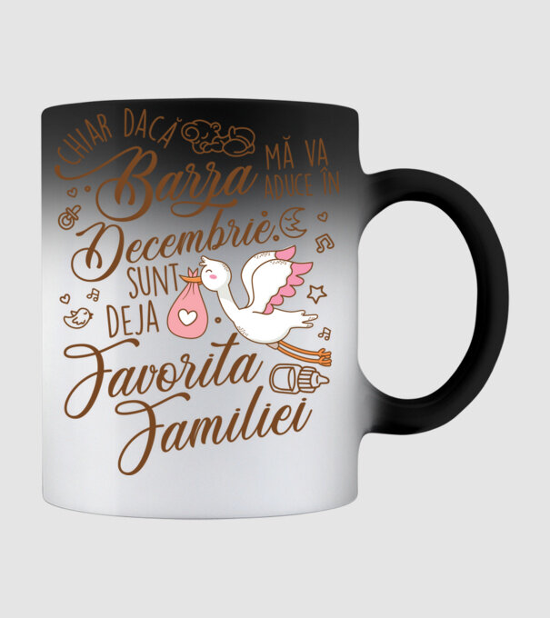 Favorita familiei DECEMBRIE model negru pe tricou