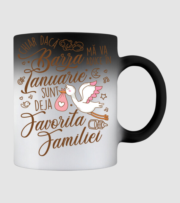 Favorita familiei IANUARIE model negru pe tricou