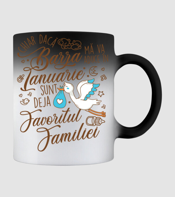 Favoritul familiei IANUARIE model negru pe tricou
