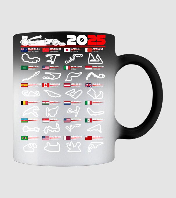 F1 calendar 2025 negru model negru pe tricou