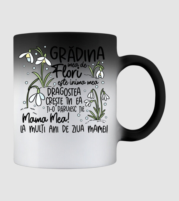 Grădina mea de flori model negru pe tricou