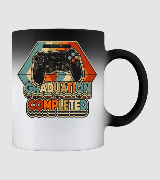 Graduatuion completed retro model negru pe tricou